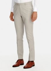 PAKO LORENTE - Beżowe spodnie garniturowe w prążek. Brązowe spodnie wizytowe męskie Pako Lorente, z wełny. Za 999.99 zł.