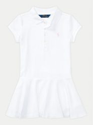 Polo Ralph Lauren Sukienka codzienna 313624740003 Biały Regular Fit. Białe sukienki dziewczęce Polo Ralph Lauren, bez wzorów, z bawełny, bez ramiączek. Za 249.99 zł.