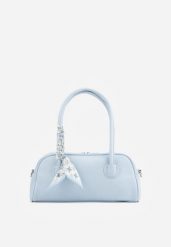 Niebieska Torebka Elegancka na Ramię Prostokątna z Apaszką i Paskiem Nesope. Niebieskie apaszki damskie Born2be, bez wzorów, eleganckie. Za 119.99 zł.