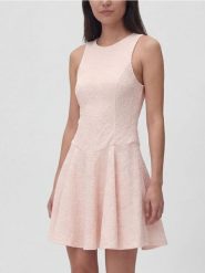 Sukienka mini - pastelowy róż. Czerwone sukienki damskie Reserved, l, bez wzorów, z tkaniny, bez kołnierzyka, bez ramiączek, mini, rozkloszowane. Za 129.99 zł.