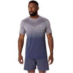 T-shirt sportowy z krótkim rękawem męski Seamless SS Top. Niebieskie t-shirty męskie Asics, m, bez wzorów, z materiału, bez kołnierzyka. Za 241.60 zł.