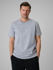 4F T-shirt regular z nadrukiem męski - szary S. Szare t-shirty męskie 4f, m, bez wzorów, z dzianiny, bez kołnierzyka. Za 59.99 zł.