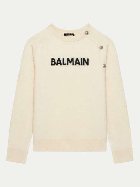 Balmain Sweter BV9B00-Z2409 Écru Regular Fit. Swetry dziewczęce Balmain, bez wzorów, z syntetyku, bez kołnierzyka. Za 1,749.00 zł.