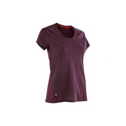 Koszulka damska do biegania RUN LIGHT. Fioletowe t-shirty damskie KALENJI, bez wzorów, z elastanu, bez kołnierzyka. W wyprzedaży za 29.99 zł.