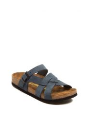 Comfortfusse Skórzane klapki w kolorze granatowym rozmiar: 38. Niebieskie klapki damskie Comfortfusse, bez wzorów, z nubiku, bez obcasa. Za 228.92 zł.