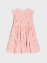 Sukienka babydoll z ozdobnymi falbankami - różowy. Czerwone sukienki dziewczęce Sinsay, bez wzorów, bez ramiączek. Za 35.99 zł.