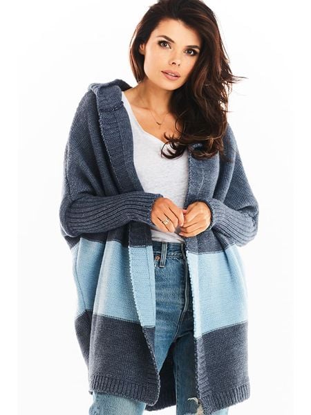 Awama Kardigan w kolorze granatowo-błękitnym rozmiar: onesize. Niebieskie kardigany damskie Awama, bez wzorów. Za 205.45 zł.