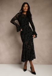 Czarna Koktajlowa Sukienka VICES z Siateczki z Welurowym Wzorem Fyreleva. Czarne sukienki damskie Renee, m, bez wzorów, z weluru, bez kołnierzyka, bez ramiączek, maxi. Za 159.99 zł.