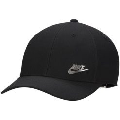 Czapka Nike Dri-FIT Club Structured Metal Logo, Dla obu płci. Czarne czapki męskie Nike, bez wzorów, z poliesteru, sportowe. Za 100.99 zł.