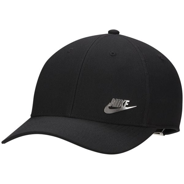 Czapka Nike Dri-FIT Club Structured Metal Logo, Dla obu płci. Czarne czapki męskie Nike, bez wzorów, z poliesteru. Za 123.99 zł.