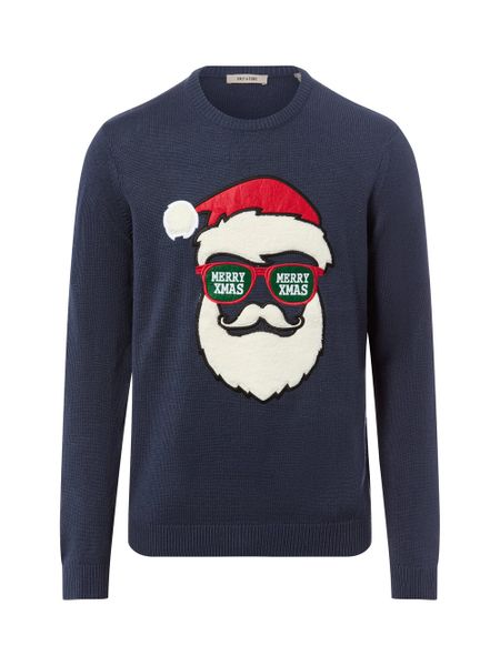 Only&Sons sweter z dzianiny - ONSXmas Mężczyźni drobna dzianina niebieski, L. Niebieskie swetry męskie Only&Sons, l, z aplikacjami, z dzianiny, bez kołnierzyka. Za 99.95 zł.