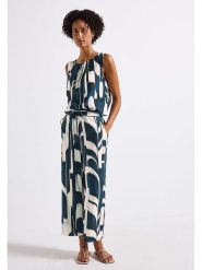 Street One Spodnie w kolorze kremowo-morskim rozmiar: W38/L26. Niebieskie spodnie materiałowe damskie Street One, bez wzorów, z materiału, street, z podwyższonym stanem. Za 100.28 zł.