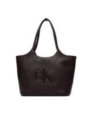 Calvin Klein Torebka Bold Ck Shopper LV04F3562G Bordowy. Czerwone shopper bag damskie CALVIN KLEIN, bez wzorów, ze skóry, bez dodatków. Za 529.99 zł.