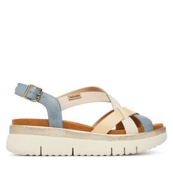 Sandały Pikolinos. Niebieskie sandały damskie Pikolinos, bez wzorów, bez obcasa, na płaskiej podeszwie. Za 559.99 zł.