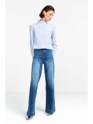 Rich & Royal Bluzka w kolorze błękitno-białym rozmiar: 36. Białe bluzki damskie Rich & Royal, bez wzorów, z bawełny, bez kołnierzyka, bez ramiączek. Za 217.95 zł.