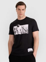 4F T-shirt regular z nadrukiem siatkarskim męski - czarny L. Czarne t-shirty męskie 4f, l, bez wzorów, z bawełny, bez kołnierzyka. Za 69.99 zł.