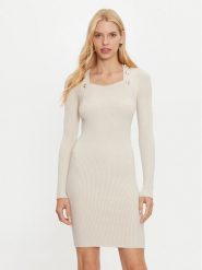 Marciano Guess Sukienka dzianinowa 4BGK01 5613Z Écru Slim Fit. Sukienki damskie Marciano Guess, z aplikacjami, z dzianiny, bez kołnierzyka, bez ramiączek. Za 589.99 zł.