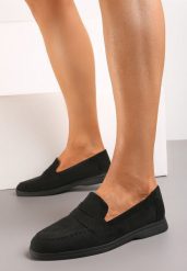 Czarne Klasyczne Mokasyny z Imitacji Zamszu Aerisse. Czarne mokasyny damskie Born2be, z materiału. Za 79.99 zł.