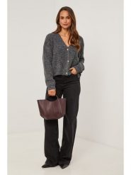 Soft Cashmere Kardigan w kolorze ciemnoszarym rozmiar: 38/40. Szare kardigany damskie Soft Cashmere, bez wzorów, prążkowane. Za 169.67 zł.