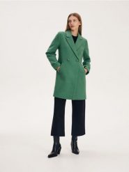 Płaszcz z wełną - jasnozielony. Zielone płaszcze damskie Reserved, l, bez wzorów, z tkaniny. W wyprzedaży za 65.99 zł.