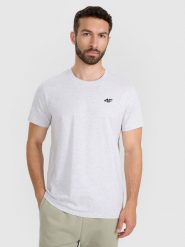 4F T-shirt regular gładki męski - szary 3XL. Szare t-shirty męskie 4f, m, bez wzorów, z bawełny, bez kołnierzyka. Za 49.99 zł.