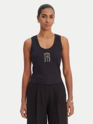 Fracomina Top FP26ST2003J42701 Czarny Slim Fit. Czarne topy damskie Fracomina, xl, bez wzorów, z syntetyku, bez kołnierzyka. Za 219.99 zł.