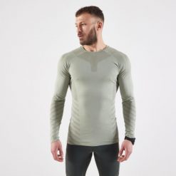 Koszulka do biegania z długim rękawem męska Kiprun. Zielone t-shirty sportowe męskie KIPRUN, m, z elastanu, bez ramiączek, do biegania. Za 99.99 zł.