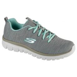 Buty Skechers Twisted Fortune 12614-GYMN szare. Szare buty sportowe na co dzień damskie bez wzorów, z dzianiny, na fitness i siłownię. Za 360.01 zł.