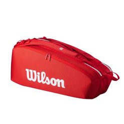 Torba tenisowa na rakiety Wilson Super Tour Red 6 PK 2025. Białe torebki klasyczne damskie Wilson, bez wzorów, bez dodatków. Za 499.99 zł.