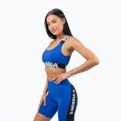 Biustonosz treningowy NEBBIA Iconic. Niebieskie biustonosze sportowe damskie Nebbia, bez wzorów, z elastanu. Za 179.99 zł.