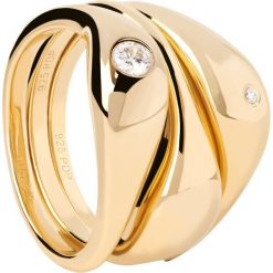 P D Paola Pierścionek P D Paola The New Essentials - pozłacany i 925 sterling silver i srebro Pierścionki 1 ct Damski. Szare pierścionki damskie P D Paola, z cyrkonią, pozłacane. Za 559.99 zł.