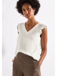 Street One Koszulka w kolorze białym rozmiar: 42. Białe t-shirty damskie Street One, bez wzorów, z włókna, bez kołnierzyka. Za 101.23 zł.