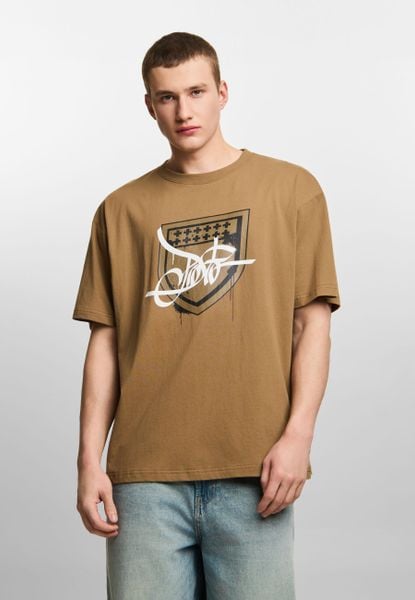 Koszulka sportowa męska Prosto Damage Target z krótkim rękawem. Brązowe t-shirty sportowe męskie Prosto., m, z bawełny, bez ramiączek. Za 124.99 zł.