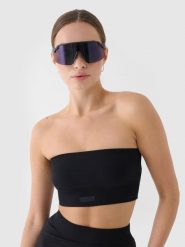 4F Crop top bandeau slim szybkoschnący damski - czarny XS/S. Czarne topy damskie 4f, s, bez wzorów, z dzianiny, bez kołnierzyka. Za 29.99 zł.