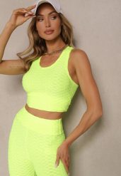 Jasnozielony Tank Top z Tłoczonym Wzorem Aeronna. Zielone topy damskie Renee, l, bez wzorów, z jeansu, bez kołnierzyka. Za 29.99 zł.