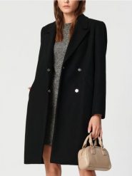 Płaszcz z paskiem - czarny. Czarne płaszcze damskie Sinsay, l, bez wzorów, eleganckie. Za 129.99 zł.