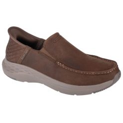 Tenisówki Skechers Model Slip-ins: Parson-oswin Kolor Brązowy. Brązowe trampki i tenisówki męskie Skechers, bez wzorów, z materiału, bez zapięcia. Za 399.99 zł.