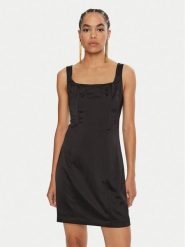 Guess Sukienka koktajlowa Sia W4BK0F WDEE2 Czarny Slim Fit. Czarne sukienki damskie Guess, z aplikacjami, z syntetyku, wizytowe, bez kołnierzyka, bez ramiączek. Za 459.99 zł.