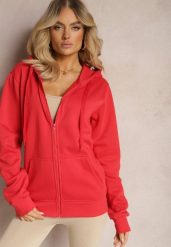 Czerwona Casualowa Rozpinana Bluza z Kapturem i Polarem Shuberta. Czerwone bluzy z kapturem damskie Renee, l, z polaru. Za 54.99 zł.