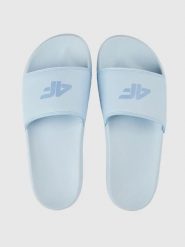 Klapki damskie 4F 4FRSS26FSLIF062. Niebieskie klapki damskie 4f, bez wzorów, z gumy, bez obcasa. Za 59.99 zł.