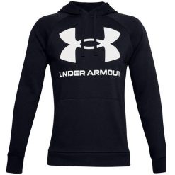 Bluza treningowa treningowa męska Under Armour Rival Fleece Big Logo HD. Czarne bluzy bez kaptura męskie Under Armour, bez wzorów, sportowe, bez kołnierzyka, bez ramiączek. Za 129.99 zł.