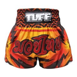 Spodenki treningowe TUFF Orange With Black Thunderbolt & Double Tiger. Brązowe szorty damskie TUFF, bez wzorów, sportowe. Za 199.00 zł.