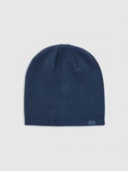 4F Czapka zimowa uniseks - granatowa Uniwersalny. Niebieskie czapki męskie 4f, na zimę, bez wzorów, z materiału, klasyczne. Za 39.99 zł.