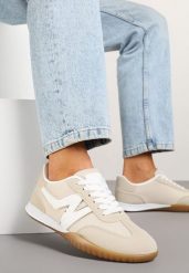 Beżowe Sneakersy Typu Klasyczne Tenisówki Zdobione Przeszyciami Elanioria. Brązowe trampki i tenisówki damskie Renee, z aplikacjami, z jeansu. Za 74.99 zł.