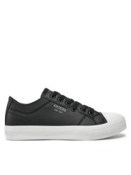 Guess Trampki FMPISL FAL12 Czarny. Czarne trampki i tenisówki męskie Guess, z aplikacjami, ze skóry, bez zapięcia. Za 289.99 zł.
