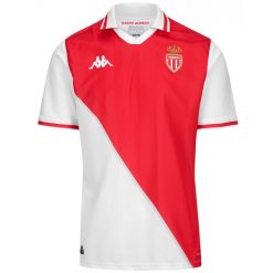 Koszulka domowa AS Monaco 2024/25. Białe t-shirty sportowe męskie Kappa, bez ramiączek, do piłki nożnej. Za 378.50 zł.