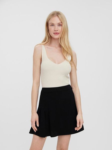 Vero Moda Top dzianinowy w kolorze kremowym rozmiar: XL. Brązowe topy damskie Vero Moda, xl, bez wzorów, z dzianiny, bez kołnierzyka. Za 37.12 zł.