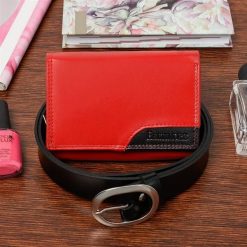 Damski Zestaw skórzany premium pasek portfel P47. Portfele damskie bez wzorów. Za 124.90 zł.