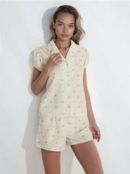 Piżama dwuczęściowa z domieszką wiskozy - zielony. Zielone piżamy damskie Sinsay, l, bez wzorów, z wiskozy, bez ramiączek. Za 59.99 zł.