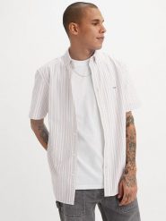 Levi's Koszula w kolorze błękitno-jasnoróżowo-białym rozmiar: S. Białe koszule męskie Levi's, s, bez wzorów, z bawełny, bez kołnierzyka, bez ramiączek. Za 92.21 zł.